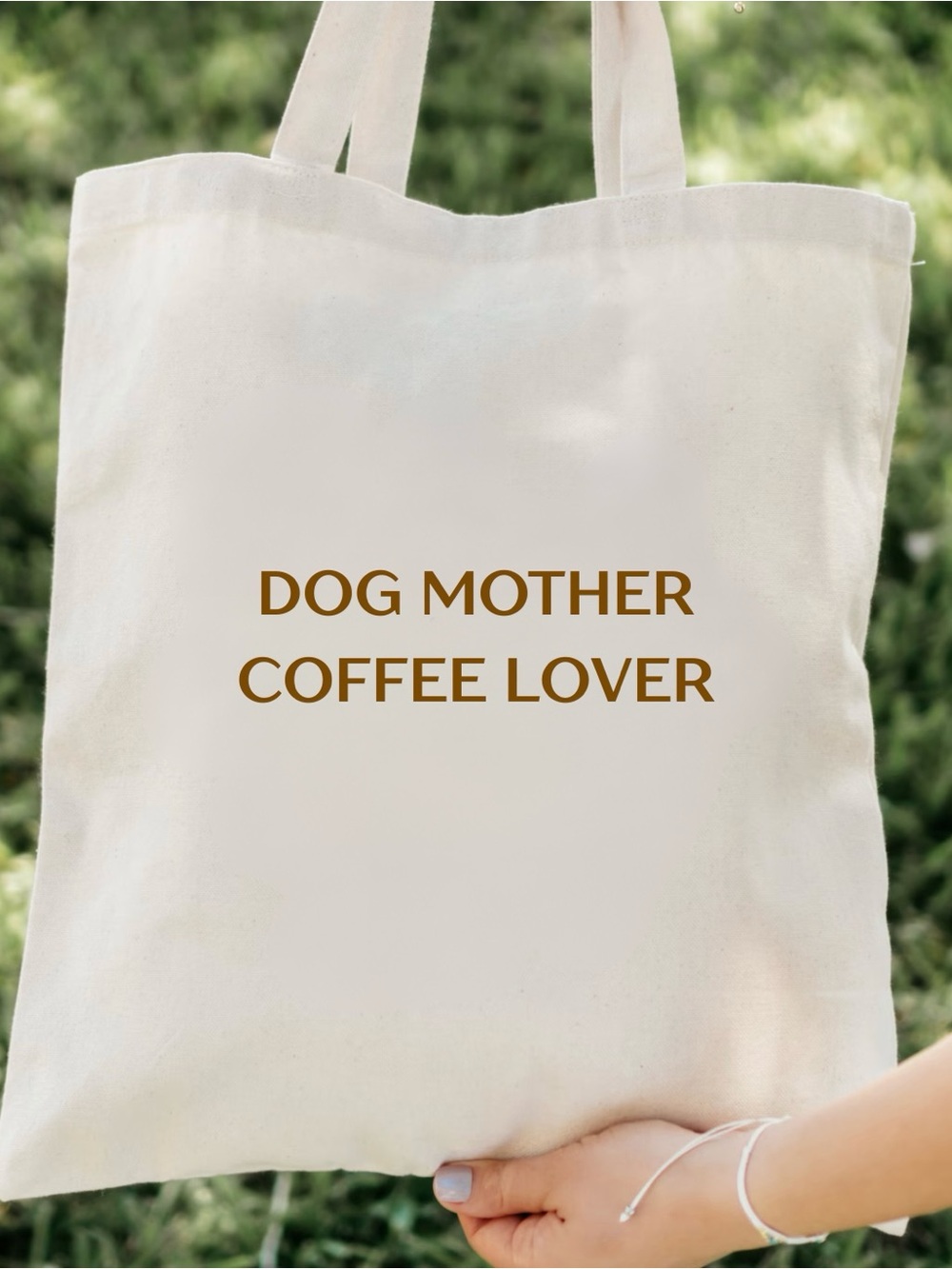 Dog Mother Coffee Lover Canvas Tote Bag - Cream